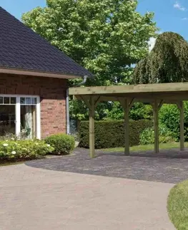 Záhradné domčeky Drevený prístrešok / carport CLASSIC 2B s plechmi Lanitplast
