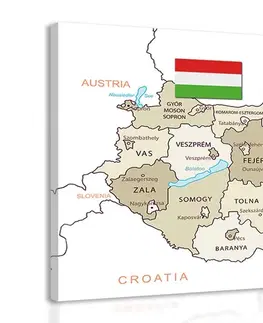 Obrazy mapy Obraz decentná béžová mapa Maďarska