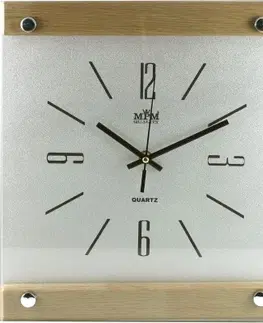 Hodiny Nástenné hodiny MPM, 2511.7051 - strieborná/hnedá svetlá, 38cm