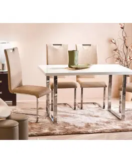 Jedálenské stoly KONDELA Talos jedálenský stôl biela / chrómová