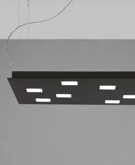 Závesné svietidlá Fabbian Fabbian Quarter čierne LED závesné svietidlo 7-pl.