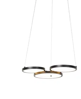 Zavesne lampy Závesné svietidlo čierne vrátane LED 3-stupňové stmievateľné 3-svetlo - Rondas