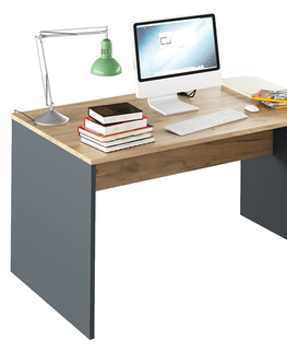 Písacie a pracovné stoly KONDELA Rioma New Typ 11 písací stôl grafit / dub artisan