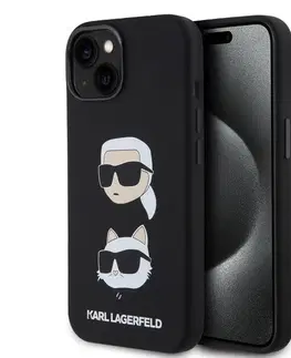 Puzdrá na mobilné telefóny Zadný kryt Karl Lagerfeld Liquid Silicone Karl and Choupette Heads pre Apple iPhone 15 Plus, čierna 57983116859