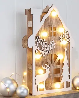 Vianočné dekorácie LED Drevená dekorácia Zimný domček