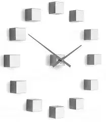 Hodiny Dizajnové nástenné nalepovacie hodiny Future Time FT3000SI Cubic silver