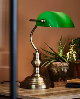 Stolové lampy na písací stôl Markslöjd Stolná lampa Bankers, výška 25 cm zelená