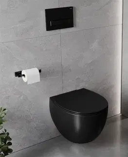 Záchody MEXEN - Egg Závesná WC misa vrátane sedátka s slow-slim, Duroplastu, čierny mat 30245070