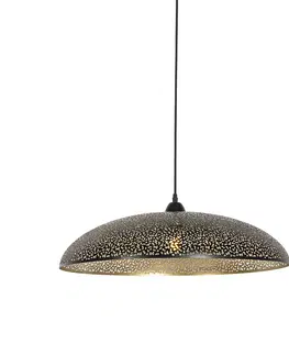 Zavesne lampy Industriálne závesné svietidlo čierne so zlatou 60 cm - Japke