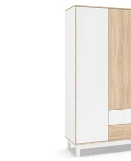 Šatníkové skrine AXEL šatníková 3-dverová skriňa, dub samoa/biela