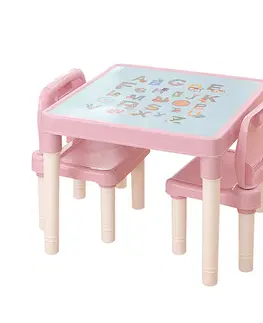 Detské stoly a stoličky Detský set 1+2, ružová/korálová, BALTO