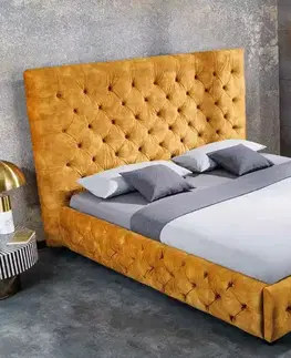 Postele LuxD Dizajnová posteľ Laney 160 x 200 cm horčicový zamat
