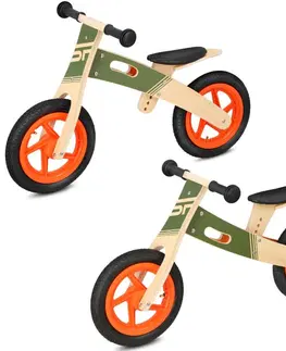 Odrážadlá Detské drevené odrážadlo SPOKEY Woo-Ride Duo - khaki