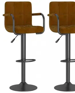 Barové stoličky Barová stolička 2 ks zamat / kov Dekorhome Hnedá
