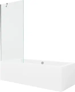 Sprchové dvere MEXEN/S - Cube obdĺžniková vaňa 180 x 80 cm s panelom + vaňová zástena 80 cm, transparent, chróm 550518080X9508000001