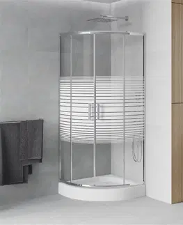 Vane MEXEN/S - Rio štvrťkruhový sprchovací kút 90 x 90, dekor/mráz, chróm + vanička Rio 863-090-090-01-20-4710