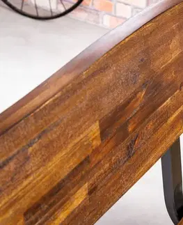 Lavice do jedálne LuxD Dizajnová lavica s opierkou Evolution 200 cm hnedá akácia