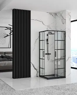 Sprchovacie kúty REA/S - Sprchovací kút CONCEPT 80x80 - čierny So sprchovou vaničkou Savoy black KPL-K1004
