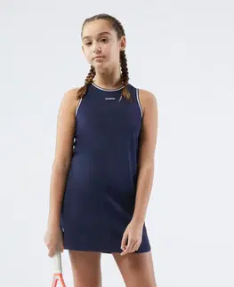 bedminton Dievčenské tenisové šaty TDR 500 tmavomodré