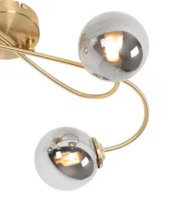 Stropne svietidla Moderné stropné svietidlo zlaté 4-žiarovkové s dymovým sklom - Atény