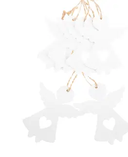 Vianočné dekorácie Sada vianočných drevených ozdôb Anjel biela, 6 ks
