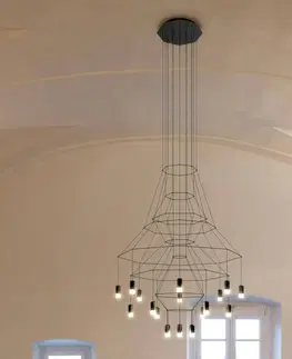 Závesné svietidlá Vibia LED závesná lampa Vibia Wireflow, čierna, 279 cm