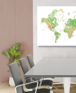 Obrazy na korku Obraz na korku klasická mapa sveta s bielym pozadím