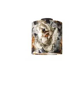 Stropne svietidla Stropná lampa čierny zamatový odtieň kvetinový vzor 25 cm - Combi