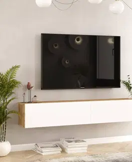 TV stolíky závesný TV stolík FREY 8, farba borovica + biela