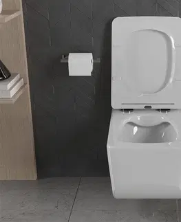 Záchody MEXEN - Vera závesná WC misa Rimless vrátane sedátka s slow-slim, Duroplast, biela 30164000