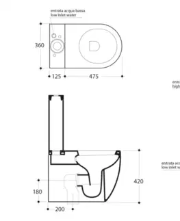 Kúpeľňa KERASAN - FLO WC kombi misa 36x60cm, spodný/zadný odpad, biela 311701
