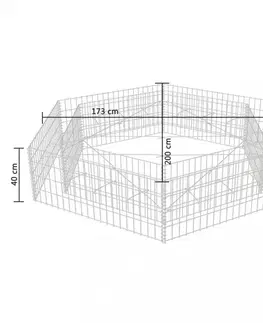 Vyvýšené záhony Šesťhranný gabiónový vyvýšený záhon Dekorhome 160x140x50 cm