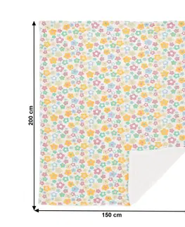 Deky Obojstranná baránková deka, smotanová/vzor kvety, 150x200cm, ARDLE TYP1