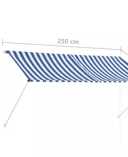 Záhradné markízy Zaťahovacia markíza 250x150 cm Dekorhome Biela / modrá