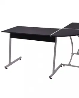 Písacie stoly Rohový písací stôl DTD / kov Dekorhome Čierna