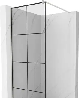 Sprchové dvere MEXEN/S - Kyoto Sprchová zástena WALK-IN 80 x 200, čierny vzor 8 mm, nikel kefovaná 800-080-101-97-77