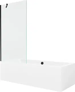 Sprchové dvere MEXEN/S - Cube obdĺžniková vaňa 180 x 80 cm s panelom + vaňová zástena 90 cm, transparent, čierna 550518080X9509000070