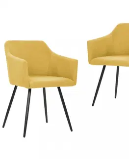 Jedálenské stoličky a kreslá Jedálenská stolička 2 ks látka / kov Dekorhome Žltá