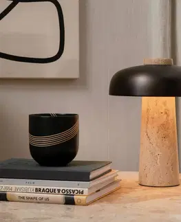 Stolové lampy Audo Copenhagen Audo Reverse stolová LED lampa podstavec travertín
