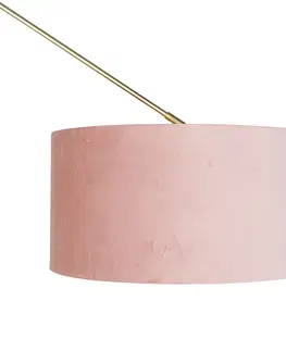 Stojace lampy Moderná stojaca lampa zlaté zamatové tienidlo ružová 50 cm - Redaktor