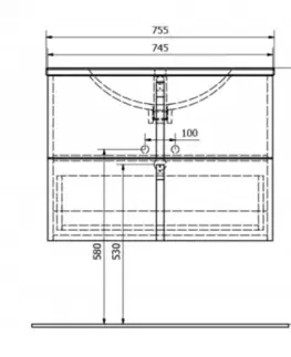 Kúpeľňový nábytok SAPHO - MITRA umývadlová skrinka 74,5x55x45,2cm, bordó MT073