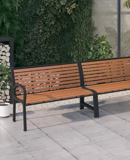 Záhradné lavice Dvojitá záhradná lavička WPC / kov Dekorhome Hnedá