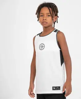 dresy Detské obojstranné basketbalové tielko T500R čierno-biele