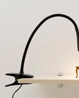 Stolové lampy s klipom Lindby Jemná upínacia LED lampa Baris v čiernej