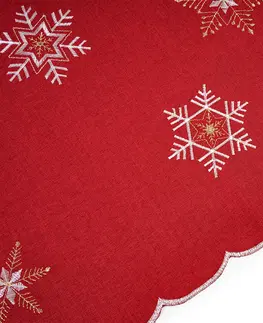 Obrusy Forbyt Vianočný obrus Vločky červená, 120 x 140 cm