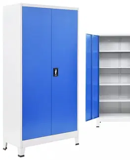 Kancelárske skrine Kancelárska skriňa sivá / modrá Dekorhome 90x40x90 cm
