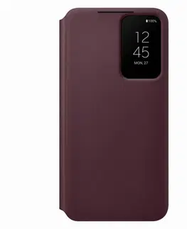 Puzdrá na mobilné telefóny Puzdro Clear View Cover pre Samsung Galaxy S22 Plus, burgundy - OPENBOX (Rozbalený tovar s plnou zárukou) EF-ZS906CEEGEE