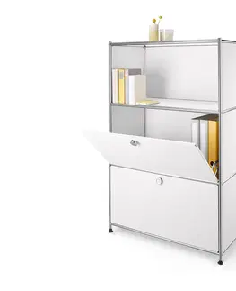 Dressers Kovový regál »CN3« s 2 výklopnými priehradkami, biely
