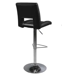 Barové stoličky Dkton Dizajnová barová stolička Nerine, čierna a chrómová-ekokoža