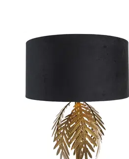 Stojace lampy Vintage stojaca lampa zlatá s čiernym zamatovým odtieňom 50 cm - Botanica